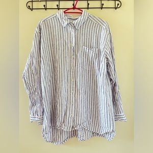 Oversized Striped linen button down shirt 👚